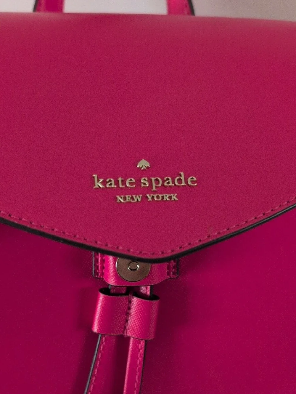 kate spade Vibrant Pink Leather Drawstring Backpack